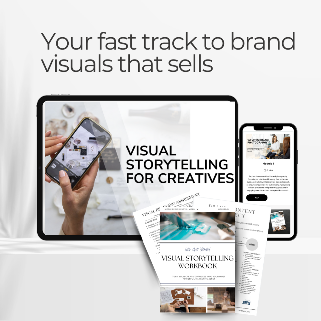 The “Visual Storytelling for Creatives” course will give you the roadmap, strategy, and resources your creative business deserves to confidently capture, communicate, and showcase your creative work. Let’s demystify your marketing once and for all.