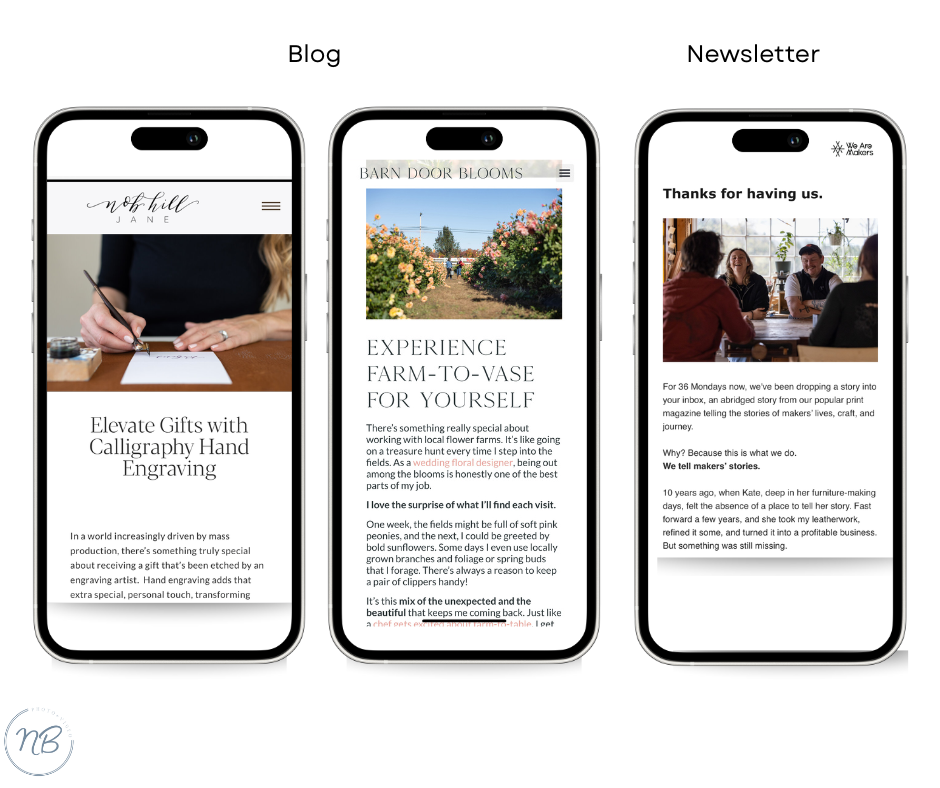 Engaging Email Newsletter and blog Visuals from a brand shoot