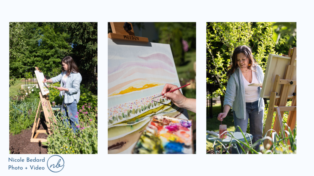 Lifestyle images painting in her garden-nicole-bedard-photo-video